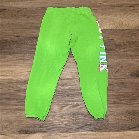 Vintage PINK Victoria's Secret Neon Green Cropped Joggers - Picture 5 of 5